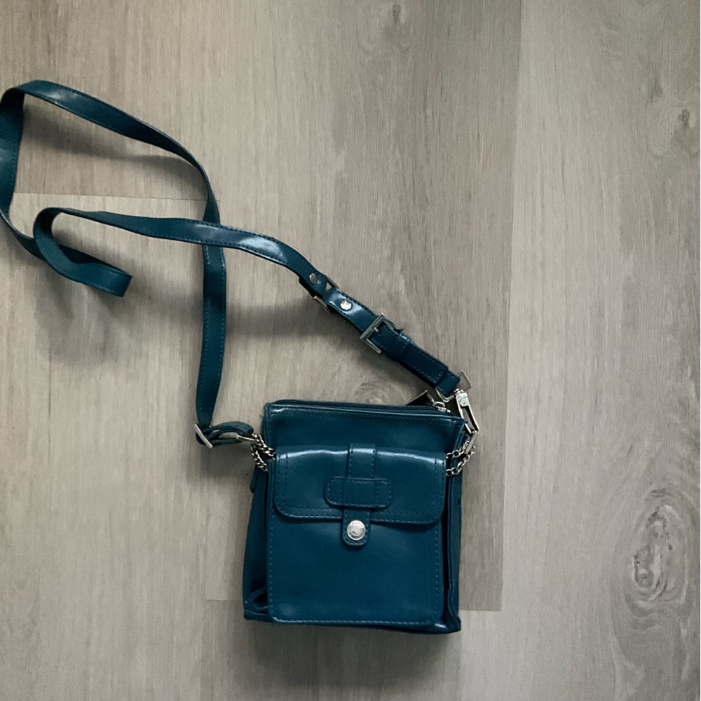 Mango Blue Leather Small Bag
